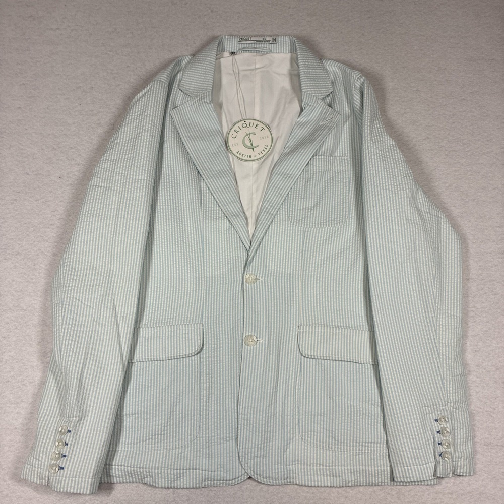 Criquet Suit Jacket Mens XL Seersucker Pimm's Cup Blazer Sport Coat Casual